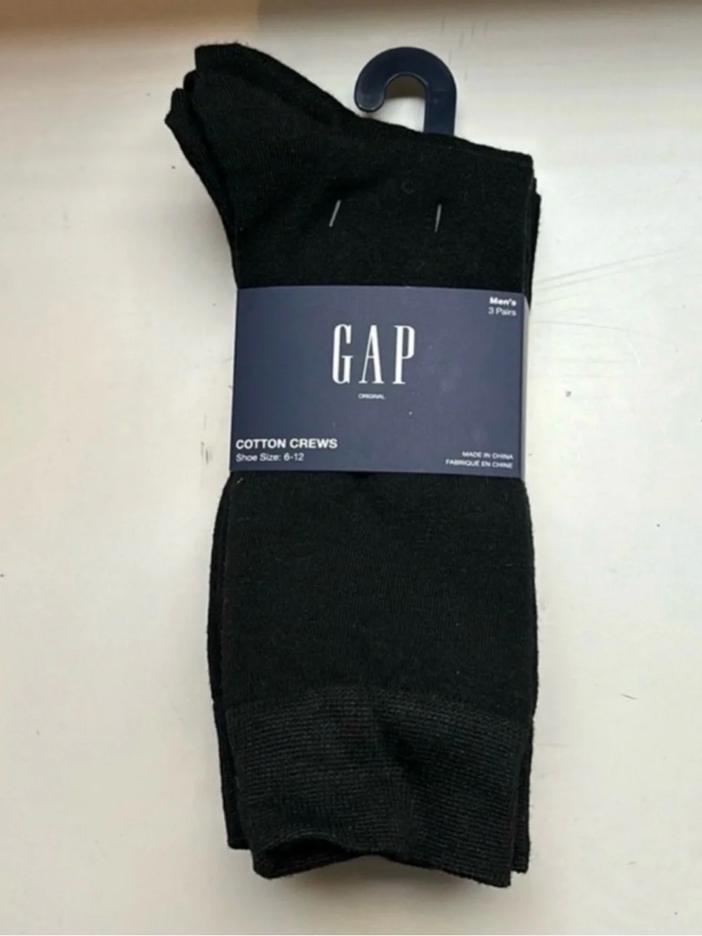 New Gap Socks Men’s 3 Pair Black Cotton Crews Business Casual Dress Preppy Socks